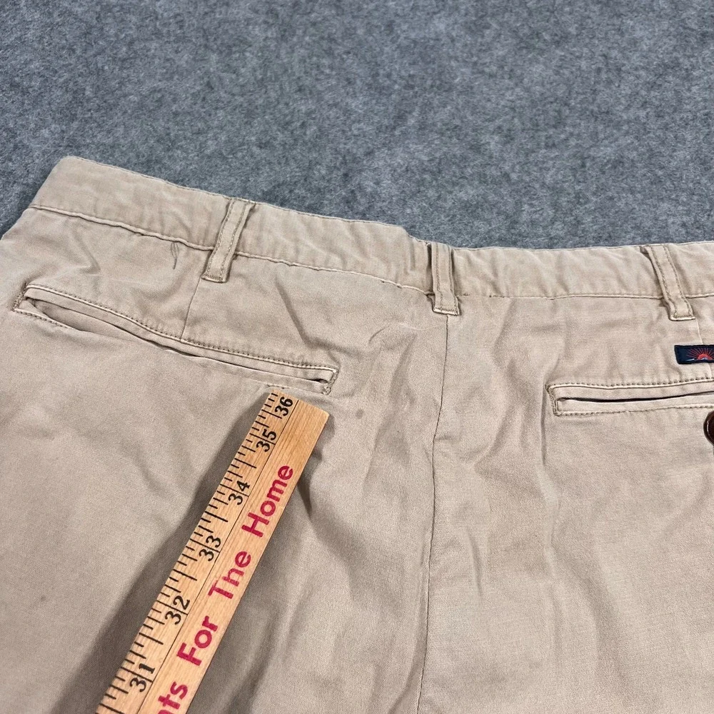 Faherty Brand Beige Khaki Flat Front Cotton Blend Chino Shorts Men's Size 33
